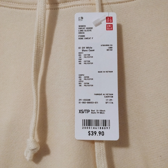 NWT Uniqlo Sweat Hoodie Long Sleeve Dress - Picture 8 of 9